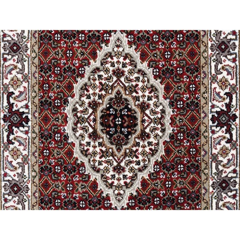Shahbanu Rugs Tabriz Mahi Fish Medallion Design Red Hand Knotted Wool